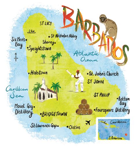 Barbados Map By Scott Jessop May 2013 Issue Illustrated Map Map Barbados