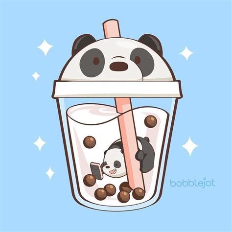 Putting the tea in boba tea. super cute we bare bears doodle! I love the panda themed ...