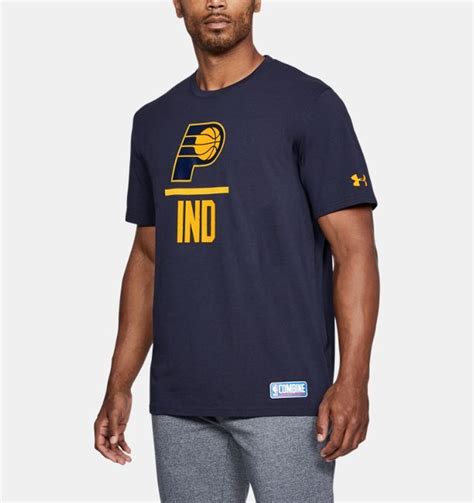 Men S NBA Combine UA Graphic T Shirt NBA INDIANA PACERS MIDNIGHT NAVY