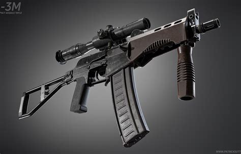 Обои рендеринг оружие автомат Gun Weapon Render Штурмовая