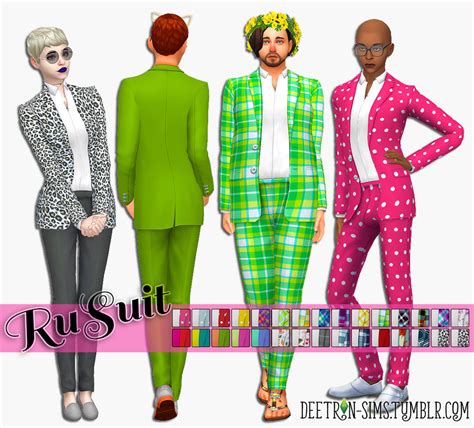 Rupauls Suits Sims 4 Bright Patterened Cc Maxis Match The Sims Sims