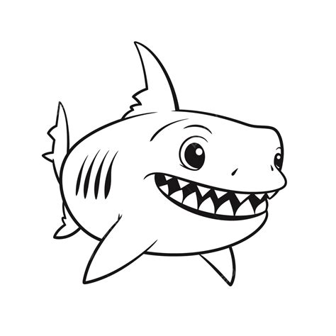 Cute Sharks Coloring Pages For Children Outline Sketch Drawing Vector