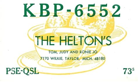 Vintage Qsl Amateur Cbham Radio Card Kbp 6552 Taylor Mi The Heltons 290 Picclick