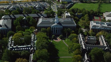 55k Stock Footage Aerial Video Approaching Harvard Business School