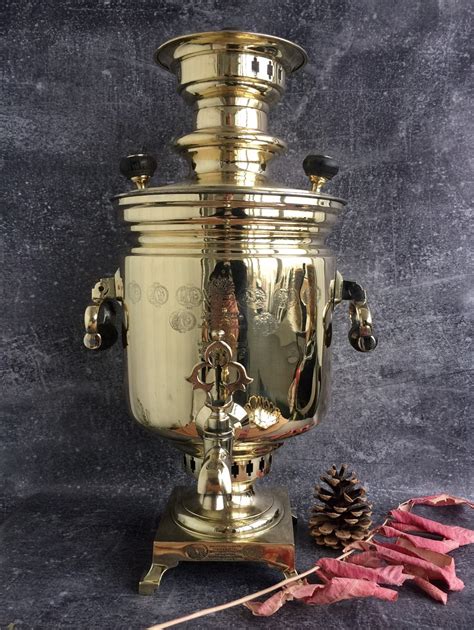 Old Antique Samovar Russian Brass Teapot Etsy