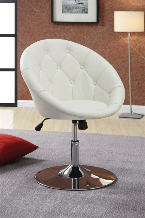The arms are stainless steel and has chrome finish. Modern Uphosltered White Leather Swivel Desk Chair With ...