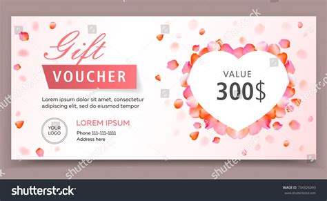 T Voucher Certificate Or Coupon Template For Valentines Or Womans Day Eps 10 Vector