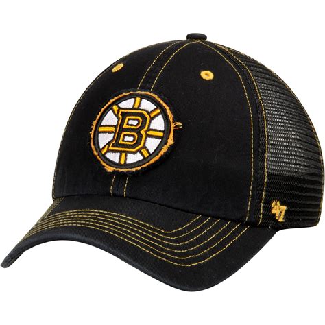 Boston Bruins 47 Brand Flexbone Closer Flex Hat Black
