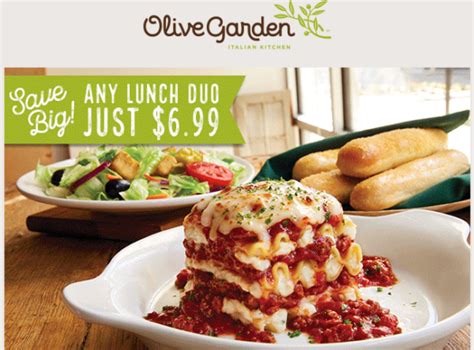 1205240 30s 2015 ( inactive ) try olive garden's new italians duos for two delicious entrees on one plate for only $11.99. Olive Garden~ Lunch Duos For Just $6.99 - My DFW Mommy