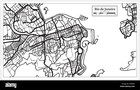 La Ciudad De Río De Janeiro Mapa En Blanco Y Negro A Color Ilustración
