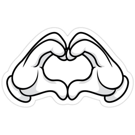 Mickey Hands Heart Love Stickers By Thatshands Redbubble
