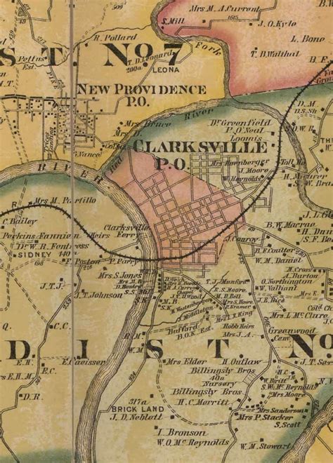 Montgomery County Tennessee 1877 Old Wall Map Reprint With Etsy