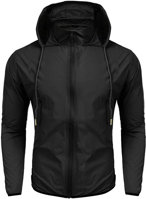 Coofandy Unisex Packable Rain Jacket Lightweight Waterproof Hooded