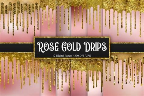 Rose Gold Glitter Drips Background Freegfx4u