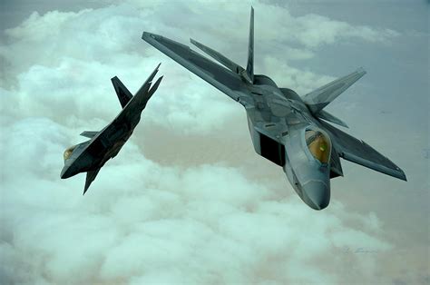 Lockheed Martin F 22 Raptors On A Dangerous Mission In Enemy Airspace