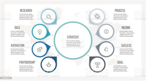 Business Infographic Organization Chart With 8 Options Arrows Vector