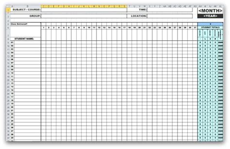 Attendance Sheet In Excel Template Excel Templates