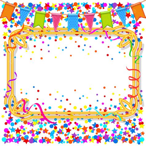 Gambar Bingkai Perayaan Confetti Dan Pita Warna Warni Perayaan