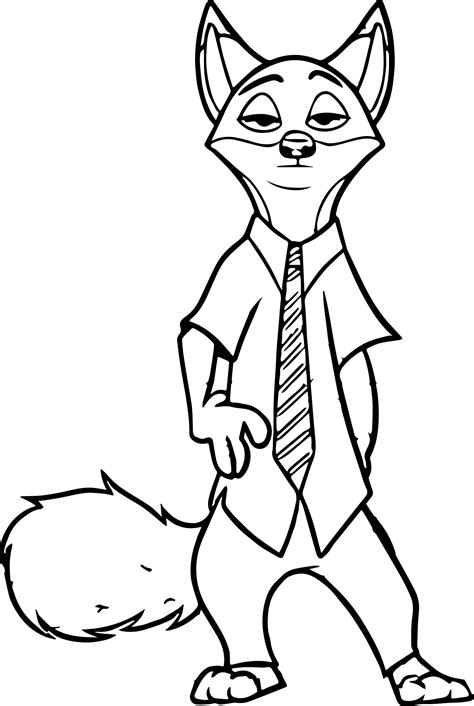 Nick Wilde From Zootopia Coloring Pages Coloring Pages