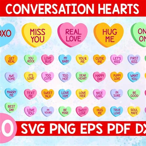 Conversation Hearts Svg Candy Heart Valentine Conversation Etsy