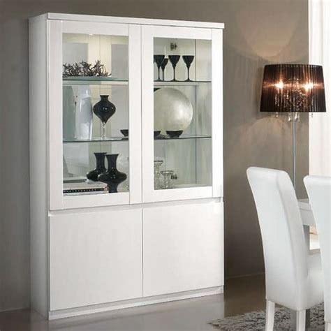 Regal Display Cabinet In White With High Gloss Lacquer And Led Glass Cabinets Display White