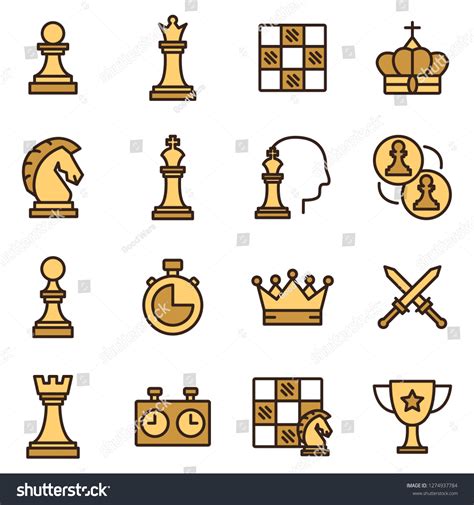 Chess Icons Pack Isolated Chess Symbols 스톡 벡터로열티 프리 1274937784