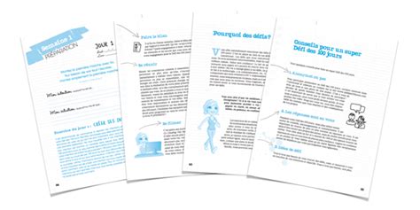 Puis ses pratiques quotidiennes, sa manière d'y participer : Le PDF du Défi des 100 Jours