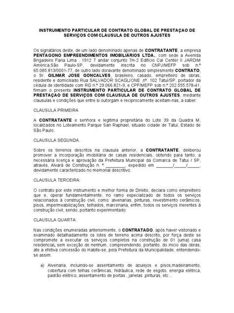 Contrato Prest 1 Serv Pedreiro São Paulo Business Avaliação