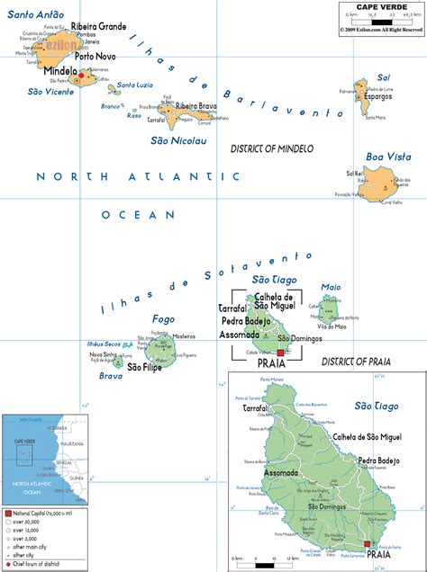 Grande Mapa Político Y Administrativo De Cabo Verde Con Carreteras