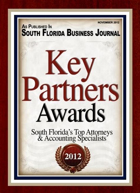 South Florida Business Journal Key Partners Award For Accounting 2012 Business Journal