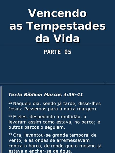 Vencendo As Tempestades Da Vida Parte 05 Pdf Fé Jesus