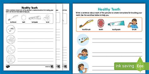 Healthy Teeth Writing Activity For 1st 2nd Grade Twinkl