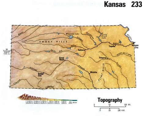 Kansas Topographic Map Free Large Topographical Map Of Kansas Topo