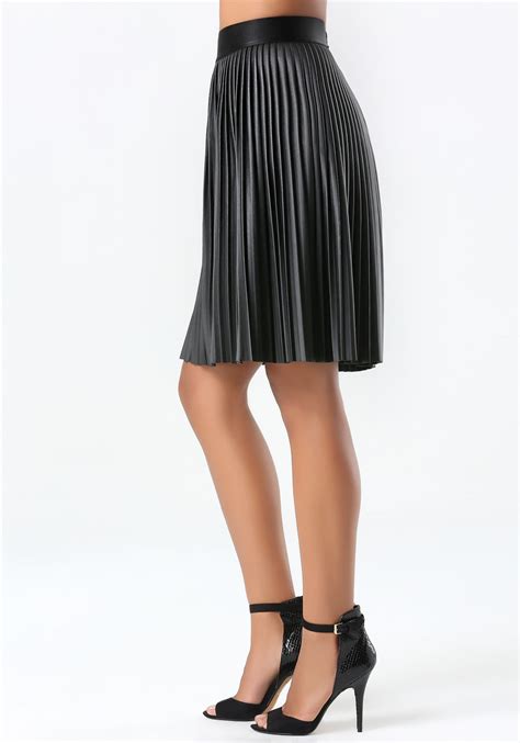 Bebe Pleated Faux Leather Skirt In Black Lyst