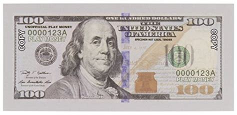 Check spelling or type a new query. Juvale Fake Money - 100-Pack Copy $100 One Hundred Dollar Bills, Realistic Play Money That Looks ...