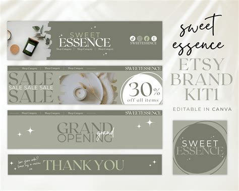 Etsy Shop Branding Starter Pack Kit, Etsy Branding Kit, Editable Etsy