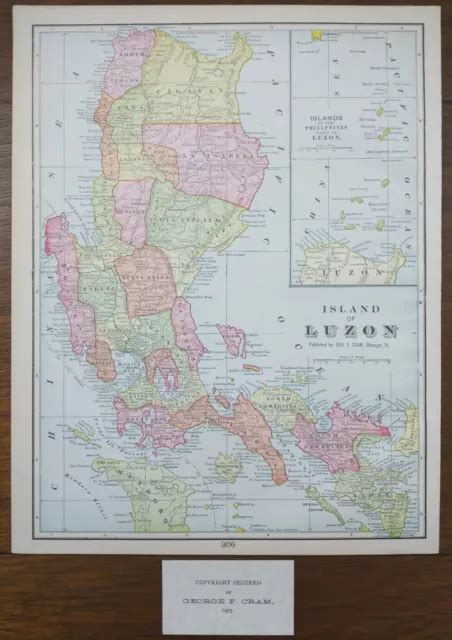 Vintage Luzon Philippines Map X Old Antique Origin Iba San Hot Sex