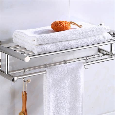 2 Layer Stainless Steel Bathroom Towel Rack Holder Wall Mounted Storage