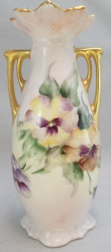 2 Antique Mz Austria Hand Painted Porcelain Bud Vase Purple Violet