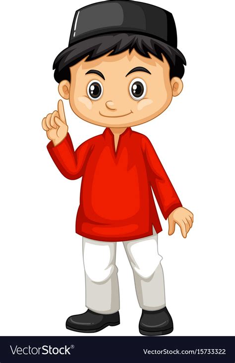 Indonesian Boy In Red Shirt Royalty Free Vector Image