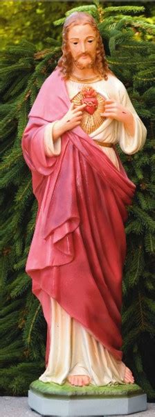 Detailed Color Finish Sacred Heart Of Jesus Outdoor Statue 33 Inches