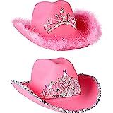 Amazon Com Proloso Pink Cowboy Hat With Crown Blinking Felt Cowgirl