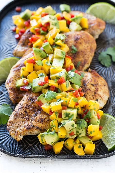It's served on a sheet tray, no serving dishes are needed and it rocked my world (along with everyone else that was at our house at the time they came out of the oven!) Grilled Chicken with Mango Avocado Salsa | Recipe ...