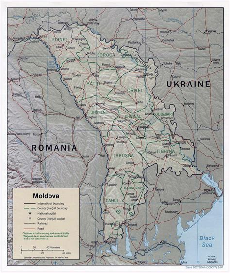 Large Political And Administrative Map Of Moldova With Relief Roads