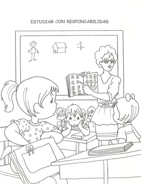 Niños estudiando para colorear | Colorear imágenes