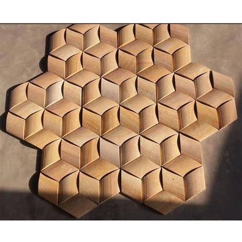 Yellow Teak Wood Mosaic Tile Size 12 12 Inch Thickness 10 15mm