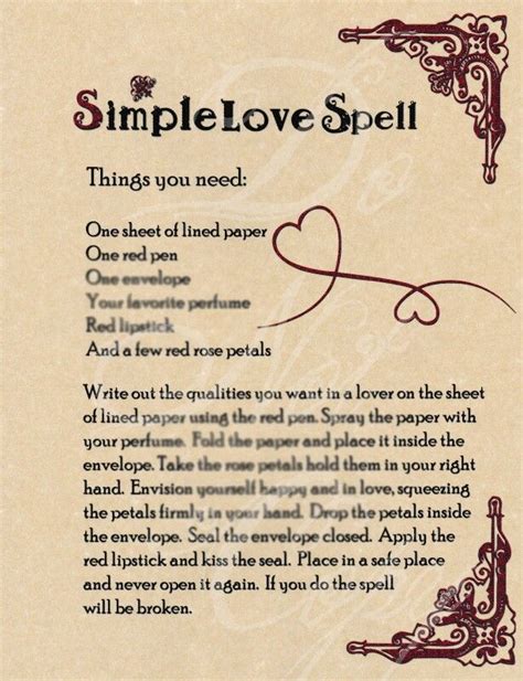 Simple Love Spell Wicca Love Spell Witch Spell Book Easy Love Spells
