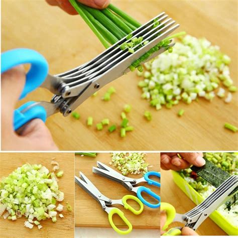 Buy 5 Blade Vegetable Stainless Steel Herbs Scissor With Cleaning Comb