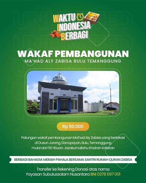 Paket Waktu Indonesia Berbagi 17 - Wakaf Ma'had Aly - Subulussalam