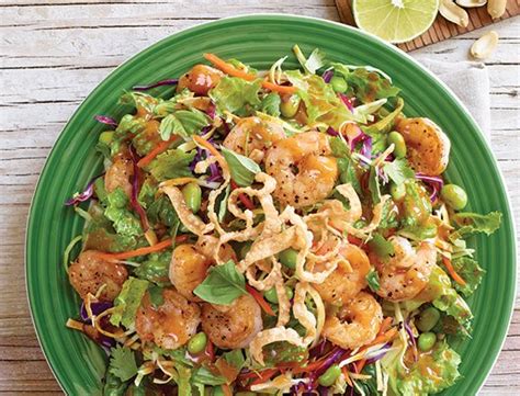 This thai shrimp salad is tangy, spicy & amazingly delicious. Applebee's - See You Tomorrow THAI SHRIMP SALAD (CONTAINS PEANUT SAUCE) Edamame, almonds and an ...